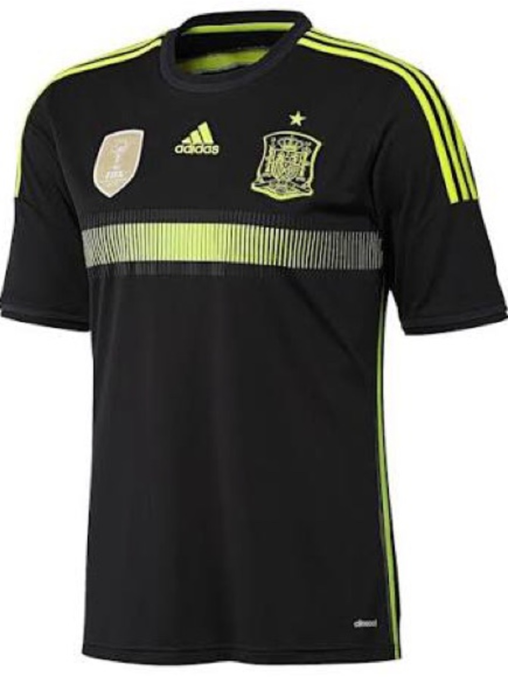 adidas Black and Neon Yellow Kids Soccer Jersey